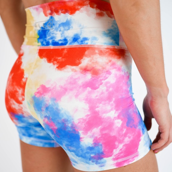 SOLD FLEO Summer Clouds Shorts True High Blue Pink Yellow - Small - Picture 4 of 15